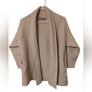 Vince Italian Wool Cream Minimalist Cardigan Sweater Textured XS Extra Small
